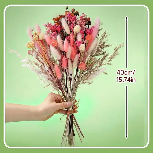 Vista 6 de DIY - Juego de flores secas naturales a granel, color rosa