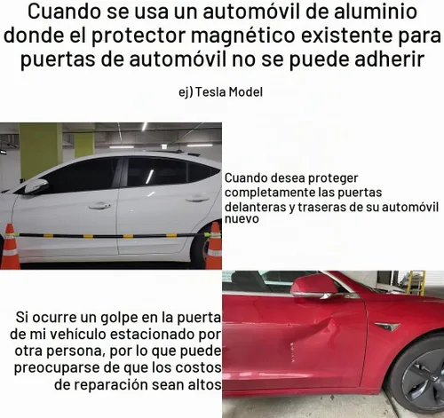 Vista 2 de BestDoorGuard Tesla Solamente Protector de Abolladuras de Puerta de Coche de Aluminio Prevención de Abolladuras de Coche Removible No Magnético