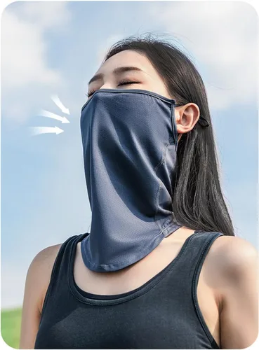 Vista 8 de Funda protectora solar para la cara, protección UV, bufanda para la cara, para mujeres y hombres, con cintas elásticas para las orejas, protector
