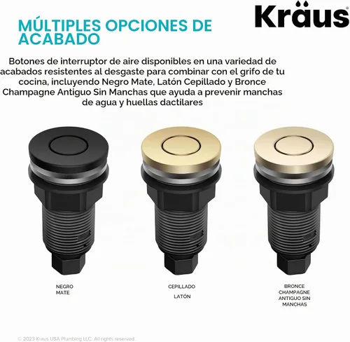 Vista 8 de KRAUS Botón de interruptor de aire para eliminación de basura de montaje plano en latón cepillado, KWDB-20BB