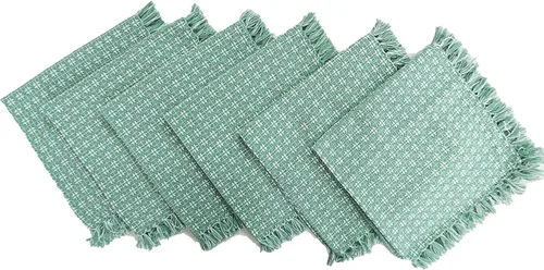 Vista 25 de Juego de 6 servilletas, verde botella tejidas con flecos, servilletas 100% algodón, tamaño 20x20 pulgadas, adecuadas para cenas formales, comidas