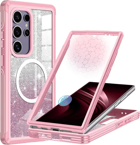 Vista 13 de Hekodonk Funda magnética para Galaxy A17 5G, [compatible con Magsafe] [Protector de pantalla de vidrio templado integrado] [tarjeta con purpurina]