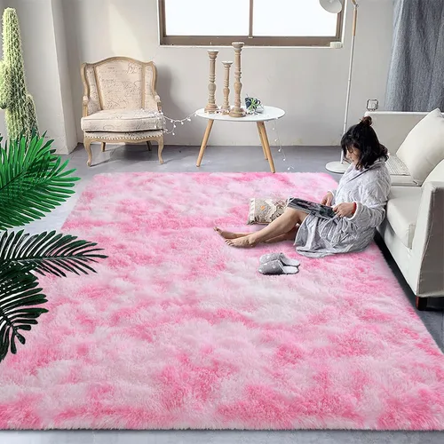 Vista 53 de DweIke Alfombras de pasillo beige esponjosas para dormitorio, 2 x 6 pies, alfombra larga de felpa suave para niñas y niños, antideslizante y lavable
