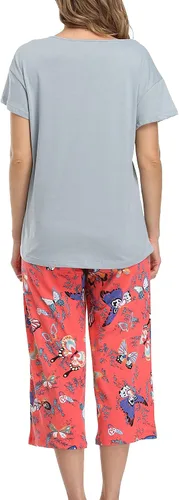 Vista 5 de ENJOYNIGHT - Conjunto de pijama de algodón para mujer, pijama de manga corta y pantalones capri, ropa de dormir de 2 piezas