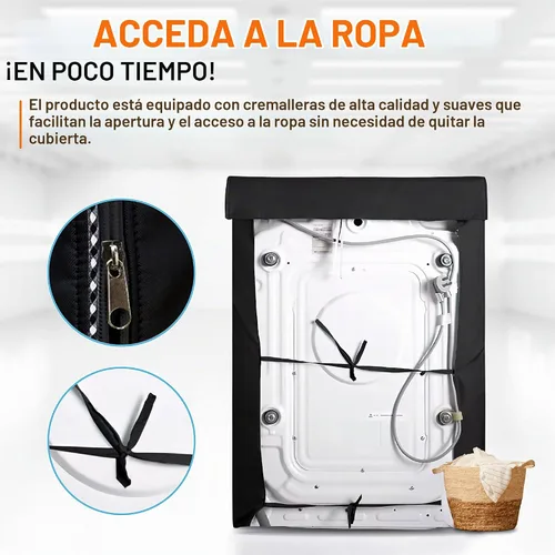 Vista 5 de BlueStars Cubierta de Lavadora para Lavadora/Secadora de Carga Superior y Frontal - Protección Exterior Premium para la Mayoría de Cubiertas de Negro