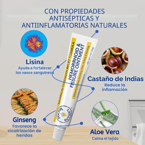 Vista 6 de Doctor Butler's Ungüento para hemorroides y fisuras – Tratamiento para hemorroides y crema para hemorroides con lidocaína y clorhidrato