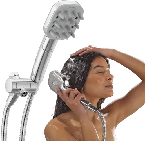 Vista 10 de Cabeza de ducha manual Delta VersaCurl para desenredar el cabello rizado con 3 insertos de cepillo para definir rizos incluidos, ducha de mano