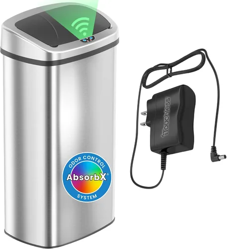 Vista 13 de iTouchless - Cubo de basura con sensor sin contacto y sistema de control de olores, forma ovalada, cubo de 13 galones y acero inoxidable para cocina