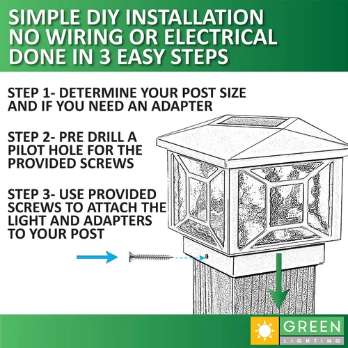 Vista 4 de GreenLighting Luces solares cuadradas geométricas – Se adapta a luces de poste de vinilo de madera/PVC de 4 x 4 y 5 x 5 pulgadas para exteriores