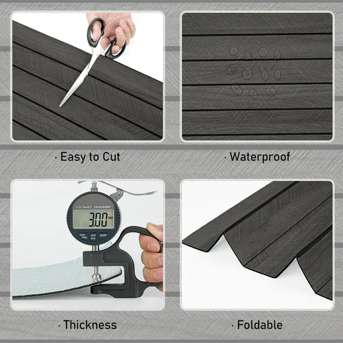 Vista 8 de Wallercity Paneles de madera 3D gris/negro para paredes, paneles de pared de listones de madera autoadhesivos para dormitorio, baño, panel de pared