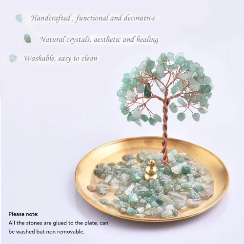 Vista 2 de Soporte para incienso para palos, quemador de incienso de piedra de cristal curativo Árbol del Dinero, recogedor de cenizas para yoga, meditación