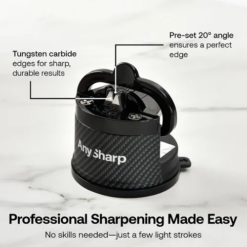 Vista 4 de AnySharp – EDICIONES – Afilador de cuchillos manos libres - Herramienta de afilado fácil de usar con base de succión PowerGrip y ángulo
