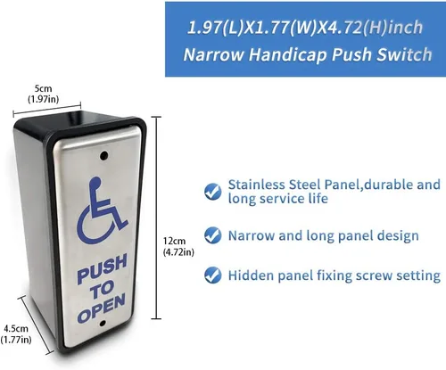 Vista 3 de Abridor de puerta giratoria automático negro Olide-120B con 2 botones de presión delgados con cable Olide-515