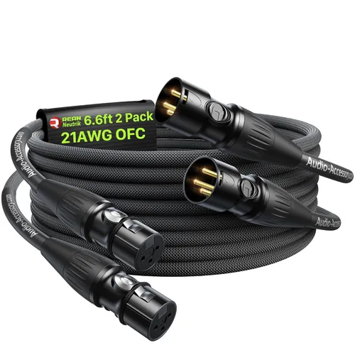 Vista 21 de AA AUDIO ACCESSORY Serie Oro Cables XLR Star Quad de 1.5 pies, Conectores Neutrik, Cable de micrófono 19AWG, Cable de micrófono trenzado en nylon