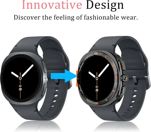 Vista 2 de Amizee Funda de metal compatible con Samsung Galaxy Watch 8 de 1.732 pulgadas con cubierta trasera, funda protectora resistente para Galaxy Watch 8