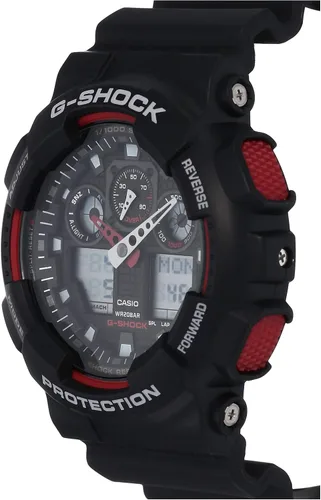 Vista 2 de Casio G-Shock Ana-digi World Time Reloj para hombre con esfera negra #GA100-1A4, Negro, Digital, movimiento de cuarzo