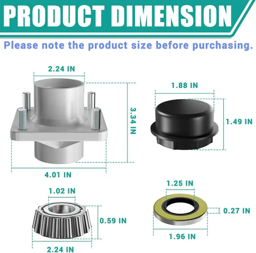 Vista 4 de DRIVE UP EZGO TXT Bujes delanteros, cubo de rueda delantera para carrito de golf con cojinetes de rueda para EZGO TXT Medalist 2001-2013 a gasolina