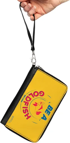 Vista 2 de Buckle-Down PU Zip Alrededor Cartera Rectángulo Ted Lasso Be a Goldfish Cita Amarillo Azul Rojo, Ted Lasso, Casual