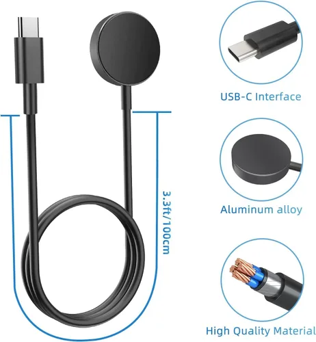 Vista 5 de Cargador USB tipo C para Galaxy Watch 6, compatible con Samsung Galaxy Watch 6/6 Classic/5/5 Pro/4/4 Classic/3/Active 2/Active Portable Fast