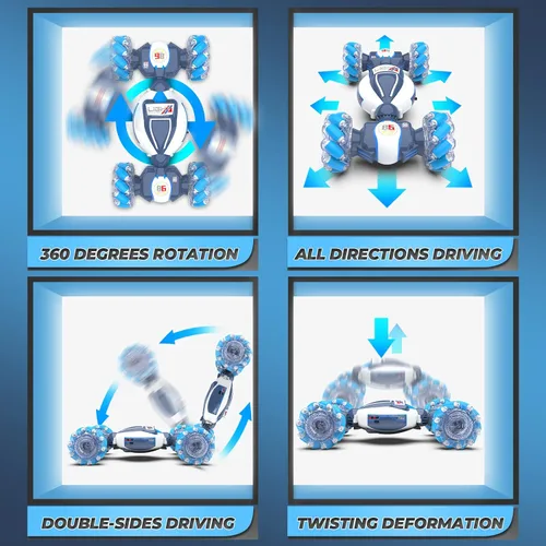 Vista 3 de Coche RC de Acrobacias con Detección de Gestos - Juguetes para Niños de 6 a 12 años, Coche RC Gira 360° 4WD Controlado a Mano con Luz y Música
