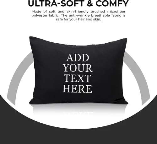 Vista 3 de Personalized Passion Fundas de almohada tamaño King (20 x 40 pulgadas), fundas de almohada suaves y acogedoras con cierre de sobre con nombre Negro