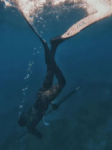 Vista 6 de Traje de neopreno de pesca submarina de 0.059 pulgadas con capucha, 2 piezas de camuflaje para caza de buceo, para buceo en agua fría