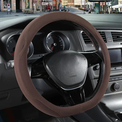 Vista 29 de Funda para volante en forma de D de gamuza negra de 13.5 a 14 pulgadas Warm in Winter and Cool in Summer, Small Felt Car Accessories, Breathable