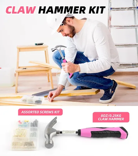 Vista 5 de DOWELL Kit de herramientas rosa de 140 piezas para mujeres, niñas, damas, juego de herramientas para el hogar con bolsa de herramientas de 14