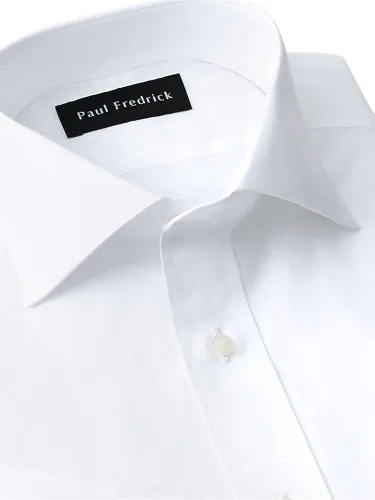 Vista 4 de Paul Fredrick Camisa de vestir de algodón de 2 capas con cuello recortado para hombre