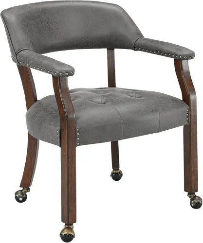 Vista 16 de LEEMTORIG Sillas de comedor con ruedas y brazos, Sillas de comedor con ruedas, Sillas de mesa de póker, Sillas de madera maciza Boss Caption's