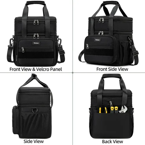 Vista 8 de Weitars Lonchera para hombres y mujeres, lonchera de doble compartimento, resistente, grande, aislada, bolsa de almuerzo táctica duradera con correa