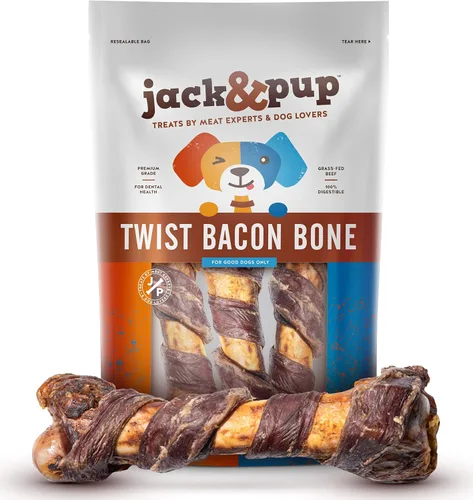 Vista 8 de Jack&Pup Huesos de fémur de cerdo jumbo para perros de larga duración Huesos de perro de carne gourmet Un solo ingrediente, salados, sin cuero