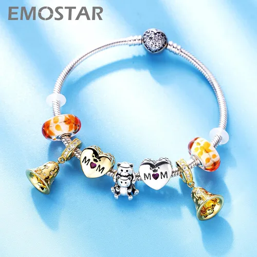 Vista 4 de Animal Theme Charms, MomChild of Owl Bear Dog, Rabbit Flamingo Elephant Panda Cat Parrot Crocodile Unicorn Charms in 925 Sterling Silver, Fit