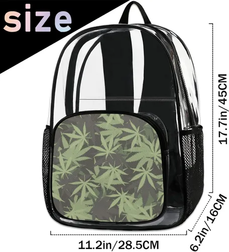 Vista 2 de ZQYLAN Marihuana Clear Backpack Heavy Duty PVC Large Transparent Backpack Marihuana See Through Backpack for Work Travel School Sports College