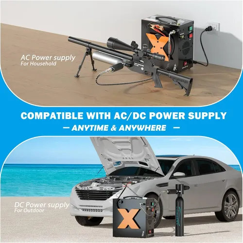 Vista 3 de Compresor de aire PCP 4500Psi/30Mpa Compresor de aire de alta presión sin aceite y sin ruido con separador de agua/aceite, apagado automático