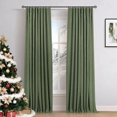 Vista 32 de INOVADAY Cortinas 100% opacas para dormitorio, cortinas opacas de color rosa bebé de 90 pulgadas de largo, cortinas opacas de lino con anillos
