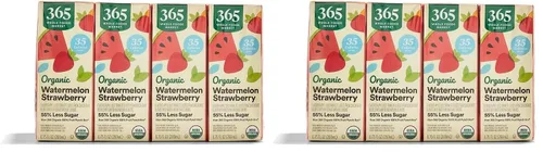 Vista 7 de 365 by Whole Foods Market, Caja de jugo reducido de azúcar sandía fresa orgánica, 6.75 onzas líquidas, paquete de 8