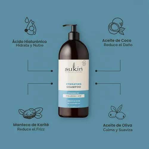 Vista 4 de Sukin Champú hidratante para el cuidado del cabello, 33.82 onzas