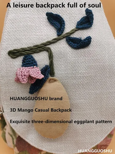 Vista 74 de HUANGGUOSHU Mochila de algodón tejida de algodón bohemio con bordado de lona estilo bohemio con múltiples bolsillos retro linda mochila cartera