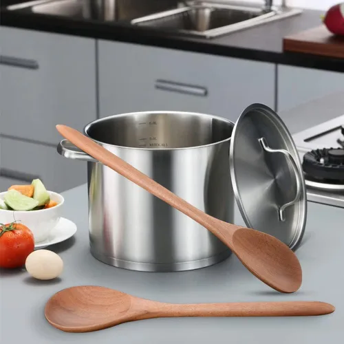 Vista 7 de Cuchara de Madera Gigante - Cucharón Grande de Esquina de 17 pulgadas, en Ángulo Recto, Cucharón de Cocina con Mango Largo Cómodo para Servir