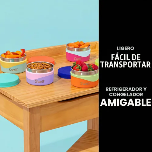 Vista 2 de S'well Recipiente de alimentos de acero inoxidable, 10 onzas, fruta del dragón, construcción duradera de una sola pared, sin BPA, apto