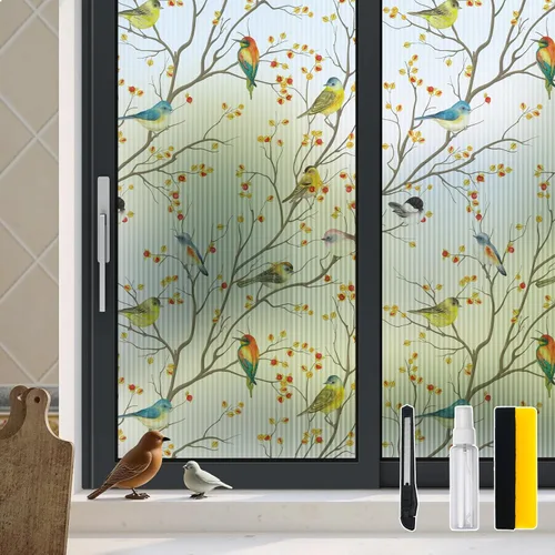 Vista 11 de DKTIE Lámina geométrica para ventana de vitral, película de privacidad para ventana de baño, vidrio esmerilado, adherencia estática, no adhesiva
