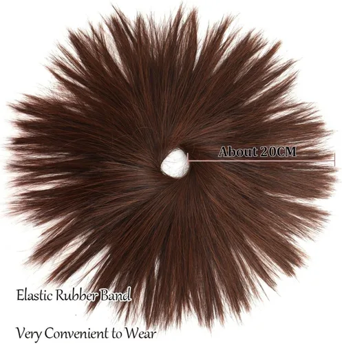 Vista 3 de GRFIT Hair Bun Chignon Synthetic Hair Bun Extensions Messy Fluffy Straight Hair Elastic Band Chignon Scrunchy Wrap Updo False Hair Pieces for Women