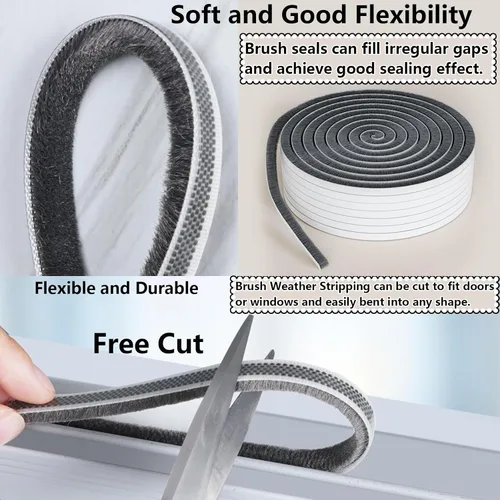 Vista 4 de Cinta de sellado de COUMENO para tope resistente 0.2inX0.4inX33FT adhesiva impermeable para puertas y ventanas, perfecta para bloquear corrientes
