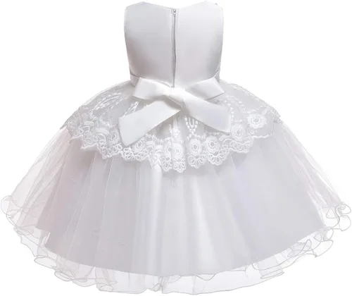 Vista 4 de Vestido para niña de flores para desfiles, vestidos formales de fiesta, boda, bordado de flores 3D, vestido de fiesta de encaje de tul