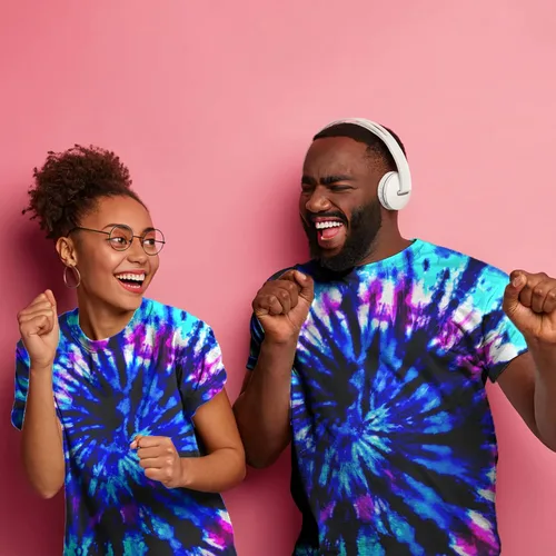 Vista 3 de Losturban Camiseta unisex retro de teñido anudado para hombres y mujeres de los años 70 y 80, hippies para adultos mayores, Arco iris