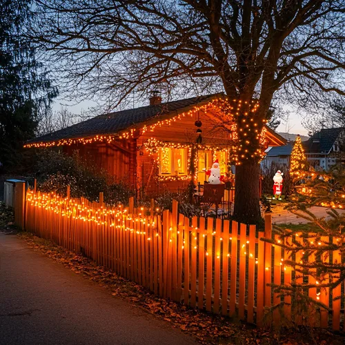 Vista 5 de JMEXSUSS 150 luces LED naranjas de Halloween para interiores y exteriores, luces de Navidad en cadena enchufables para interiores, 8 modos de luces