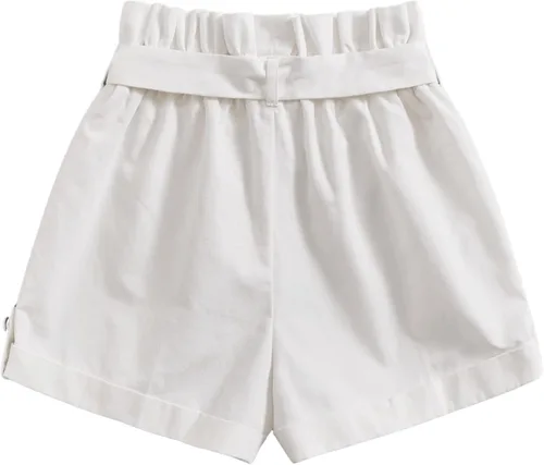 Vista 2 de Floerns Pantalones cortos de papel con cintura elástica y pierna recta para niñas