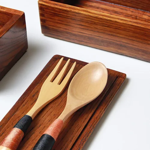 Vista 8 de AOOSY Caja Bento de madera, loncheras, contenedores de almuerzo de madera cuadrados naturales tradicionales japoneses para mujeres y hombres adultos