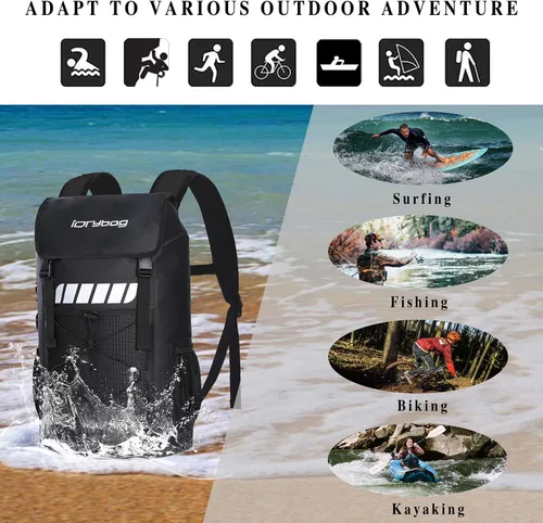 Vista 6 de Mochila impermeable Idrybag para hombres 25L/45L, bolsas secas para kayak, mochila seca para camping y senderismo